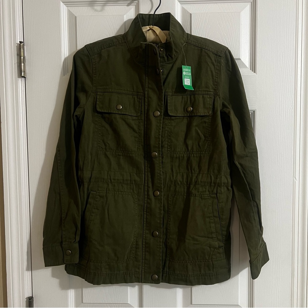NWT GAP Women's 100% Cotton Core Utility Jean Jacket Army Green - Size XS